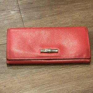 Longchamp red leather wallet